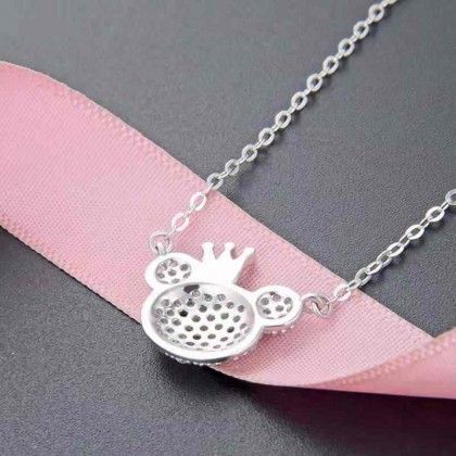 Teddy Bear Necklace Pendant Jewelry for Women 925 Sterling Silver Princess Necklaces