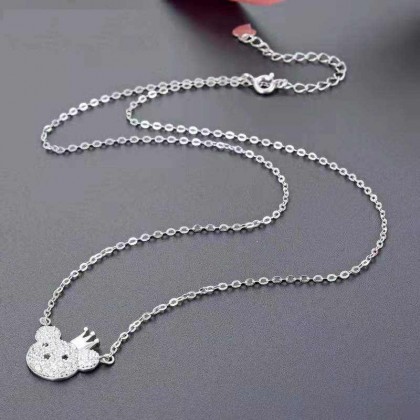 Teddy Bear Necklace Pendant Jewelry for Women 925 Sterling Silver Princess Necklaces